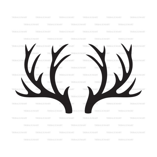 Deer antlers or horns. Cut files for Cricut. Clip Art silhouettes (eps, svg, pdf, png, dxf, jpeg).