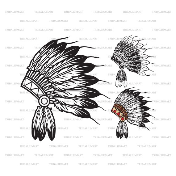 Download Native American Chief Headdress Indian Warrior Cut Files Etsy