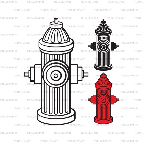 Fire hydrant. Cut files for Cricut. Clip Art silhouettes (eps, svg, pdf, png, dxf, jpeg).
