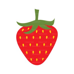 Fraise. Fichiers de découpe pour Cricut. Silhouette clipart (eps, svg, pdf, png, dxf, jpeg).