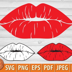 Kiss lips. Cut files for Cricut. Clip Art silhouettes (eps, svg, pdf, png, dxf, jpeg).