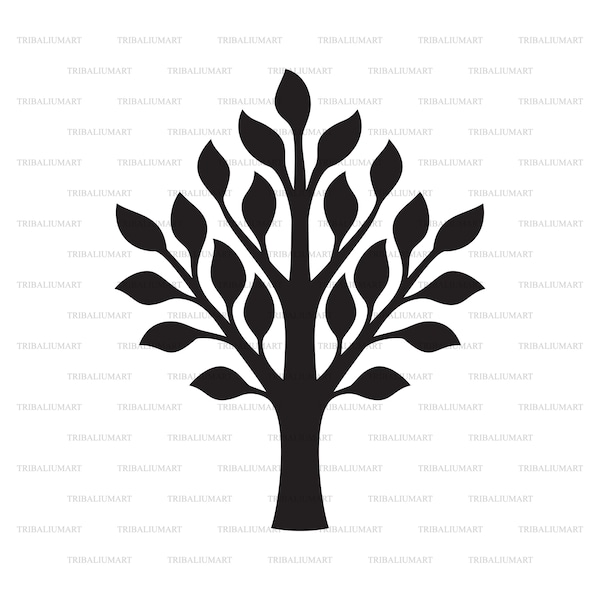 Tree silhouette. Cut files for Cricut. Clip Art (eps, svg, pdf, png, dxf, jpeg).