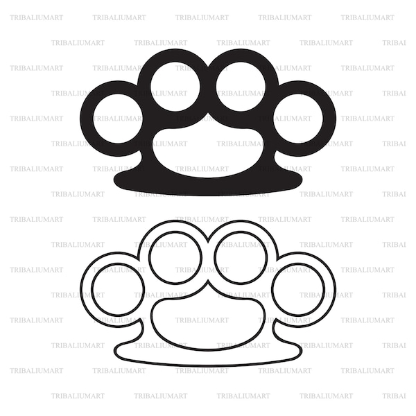 Brass knuckles. Cut files for Cricut. Clip Art silhouette (eps, svg, pdf, png, dxf, jpeg).