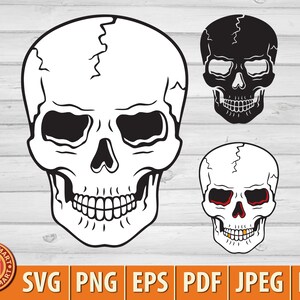 Schedel Old School Tattoo. Bestanden knippen voor Cricut. Illustraties (eps, svg, pdf, png, dxf, jpeg).