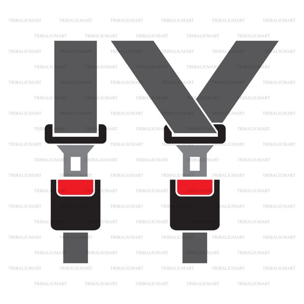 Safety auto seat belt. Cut files for Cricut. Clip Art silhouettes (eps, svg, pdf, png, dxf, jpeg).