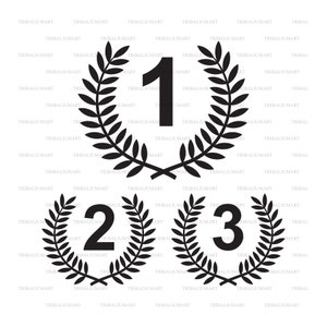 Símbolos de primeiro, segundo e terceiro lugares. Cortar arquivos para Cricut. Silhuetas de clipart (eps, svg, pdf, png, dxf, jpeg).