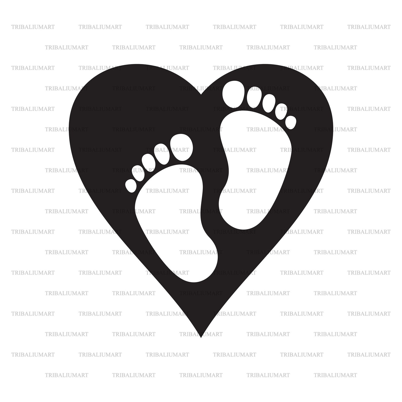 Baby footprint and heart. Cut files for Cricut eps svg pdf ...