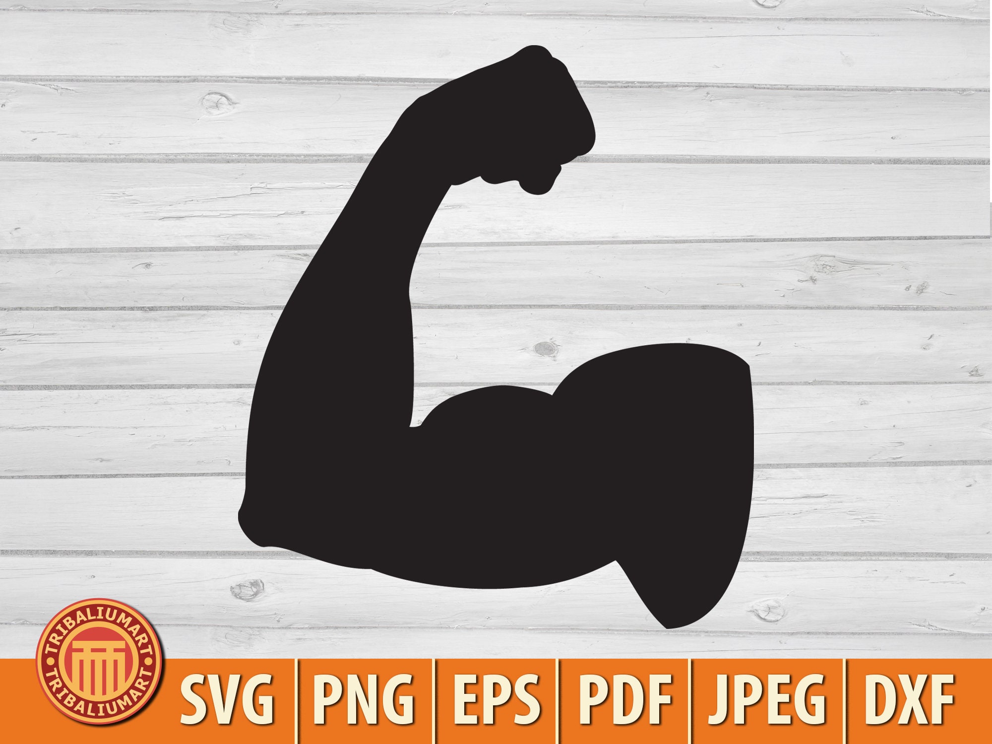 Biceps Svg, Arm Flex Svg, Strong Arm Svg, Vector Cut file for Cricut,  Silhouette, Pdf Png Eps Dxf, Decal, Sticker, Vinyl, Pin