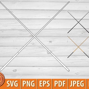 Kreuzt Billard-Queue-Sticks. Billardqueues. Schneiden Sie Dateien für Cricut. ClipArt-Silhouette (eps, svg, pdf, png, dxf, jpeg).