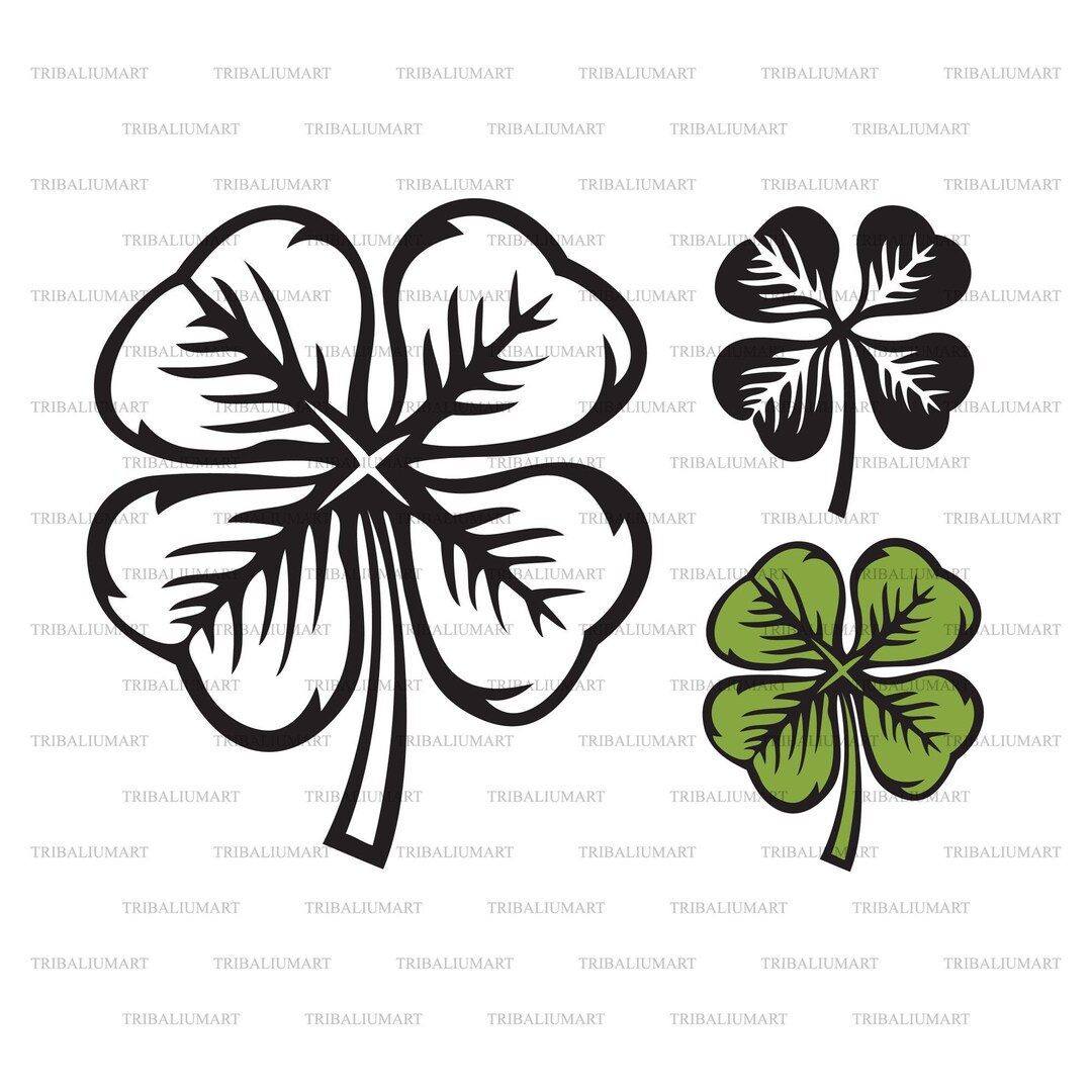 Four-leaf Clover. Cut Files for Cricut. Clip Art Silhouette (eps, Svg ...