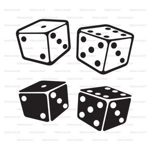 Dadi di Cazino. Tagliare i file per Cricut. Sagome ClipArt (eps, svg, pdf, png, dxf, jpeg).