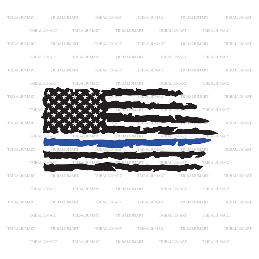 Grunge Thin Blue Line Flag united States of America Police Support Flag. Cut Files for Cricut