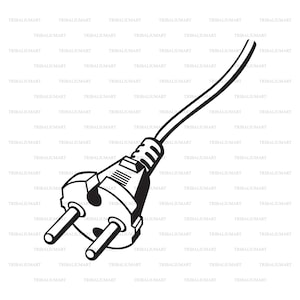 Electric plug (cable). Cut files for Cricut. Clip Art (eps, svg, pdf, png, dxf, jpeg).