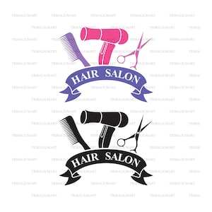 Haircut or hair salon symbol (hair dresser label). Cut file for Cricut. Clip Art silhouette (eps, svg, pdf, png, dxf, jpeg).