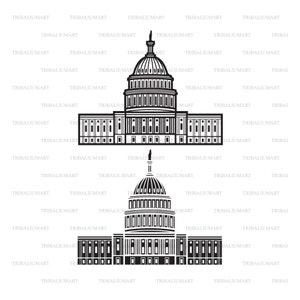 Capitólio dos Estados Unidos (Washington DC). Cortar arquivos para Cricut. Silhuetas de clipart (eps, svg, pdf, png, dxf, jpeg).