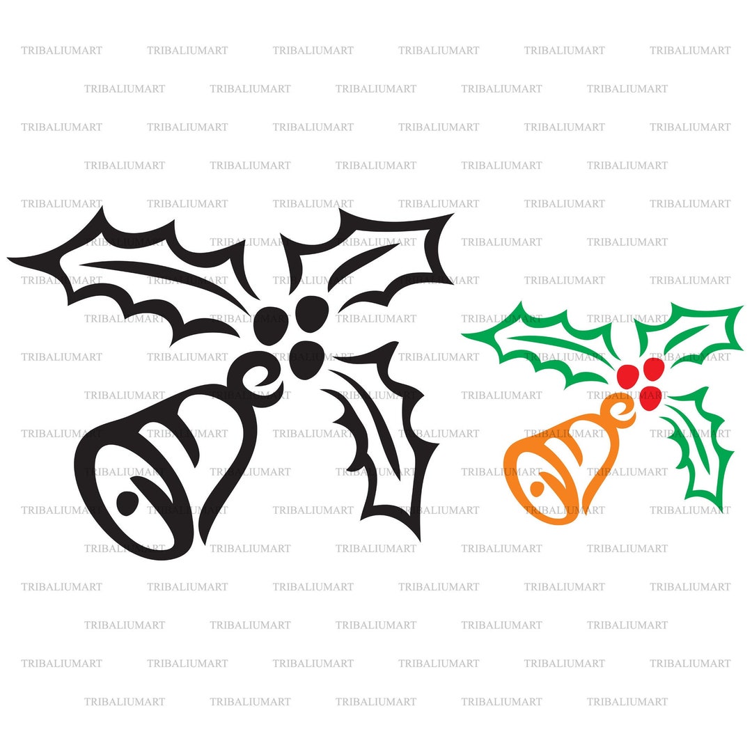 Christmas Holly. Cut Files for Cricut. Clip Art Silhouettes eps, Svg