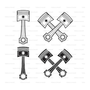 Car Engine Pistons. Auto Mechanic design (Biker or Motorcycle Symbol). Cut files for Cricut. Clip Art  (eps, svg, pdf, png, dxf, jpeg).