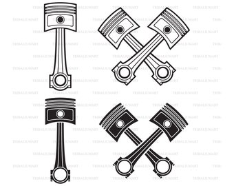 Car Engine Pistons. Auto Mechanic design (Biker or Motorcycle Symbol). Cut files for Cricut. Clip Art  (eps, svg, pdf, png, dxf, jpeg).