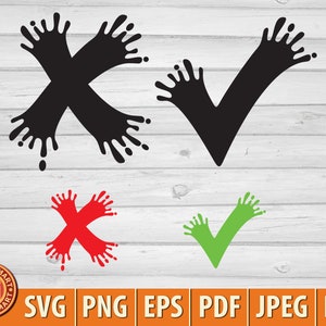Marcas de verificação. Marque a verificação e marque a cruz. Cortar arquivos para Cricut. Silhueta de clipart (eps, svg, pdf, png, dxf, jpeg).