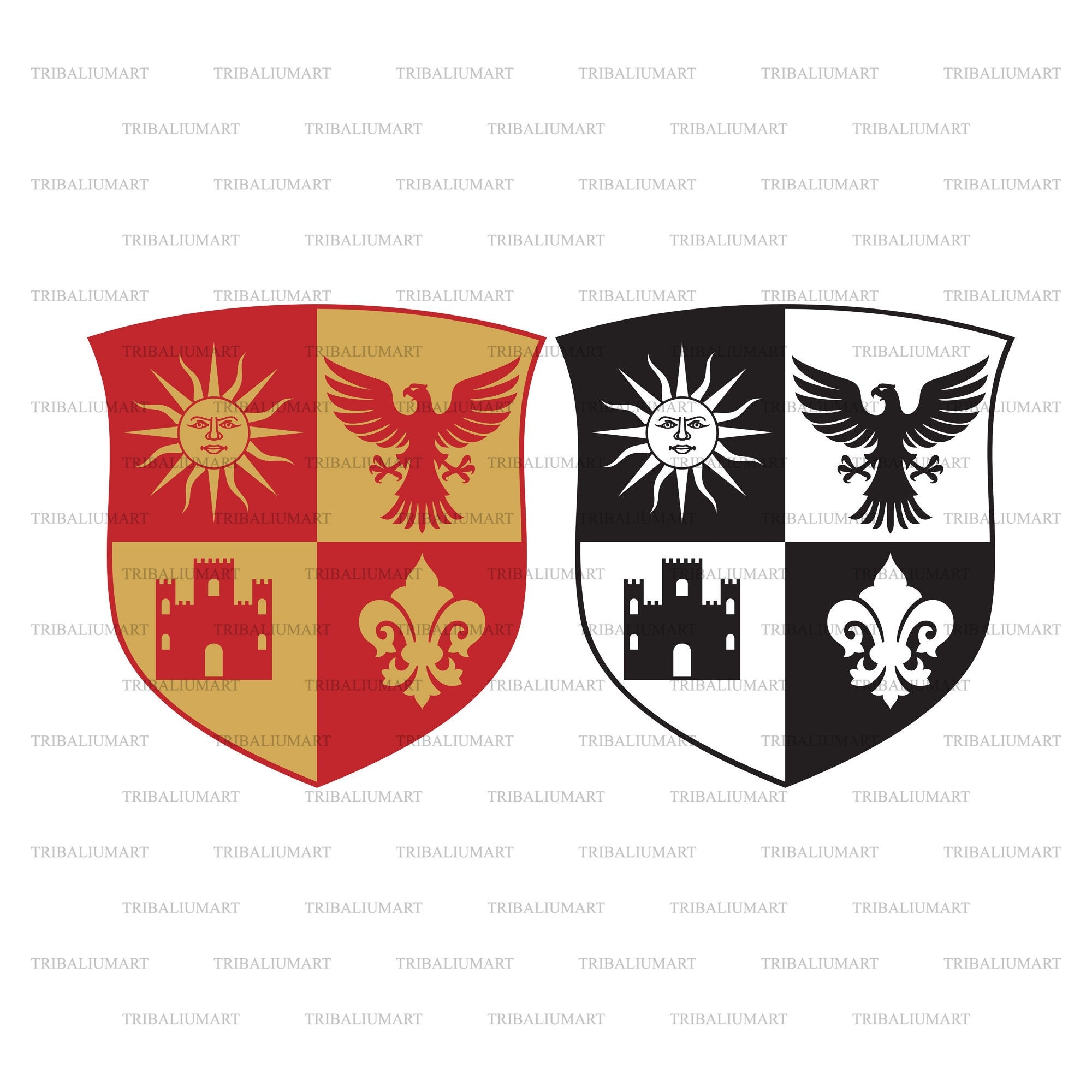 Coat of Arms (sun, Castle, Eagle, Fleur De Lis). Cut Files for Cricut. Clip  Art Silhouette (eps, Svg, Pdf, Png, Dxf, Jpeg). - Etsy, image size:2000x2000
