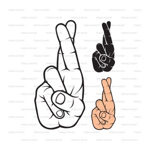Hand with crossed fingers. Cut files for Cricut. Clip Art silhouettes (eps, svg, pdf, png, dxf, jpeg).