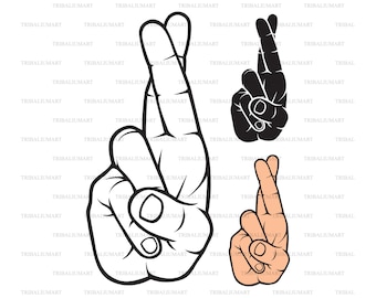 Hand with crossed fingers. Cut files for Cricut. Clip Art silhouettes (eps, svg, pdf, png, dxf, jpeg).