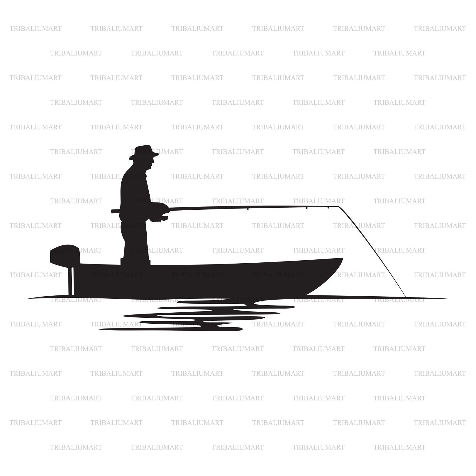 Download Fisherman in a Boat silhouette Bass Boat Gone Fishing. Cut ...