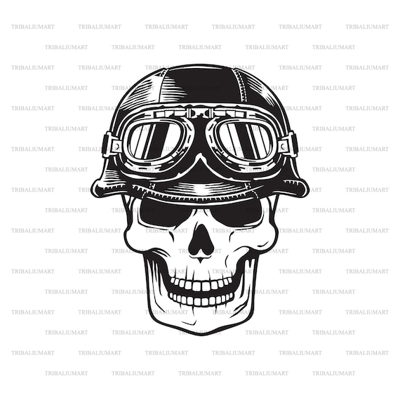 Calavera con casco de moto sale