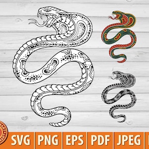 Old School Stijl Tattoo Cobra Slang. Knip bestand voor Cricut. Clip Art-silhouet (eps, svg, pdf, png, dxf, jpeg).