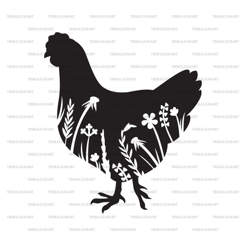 Download Floral chicken. Cut files for Cricut. Clip Art silhouettes | Etsy