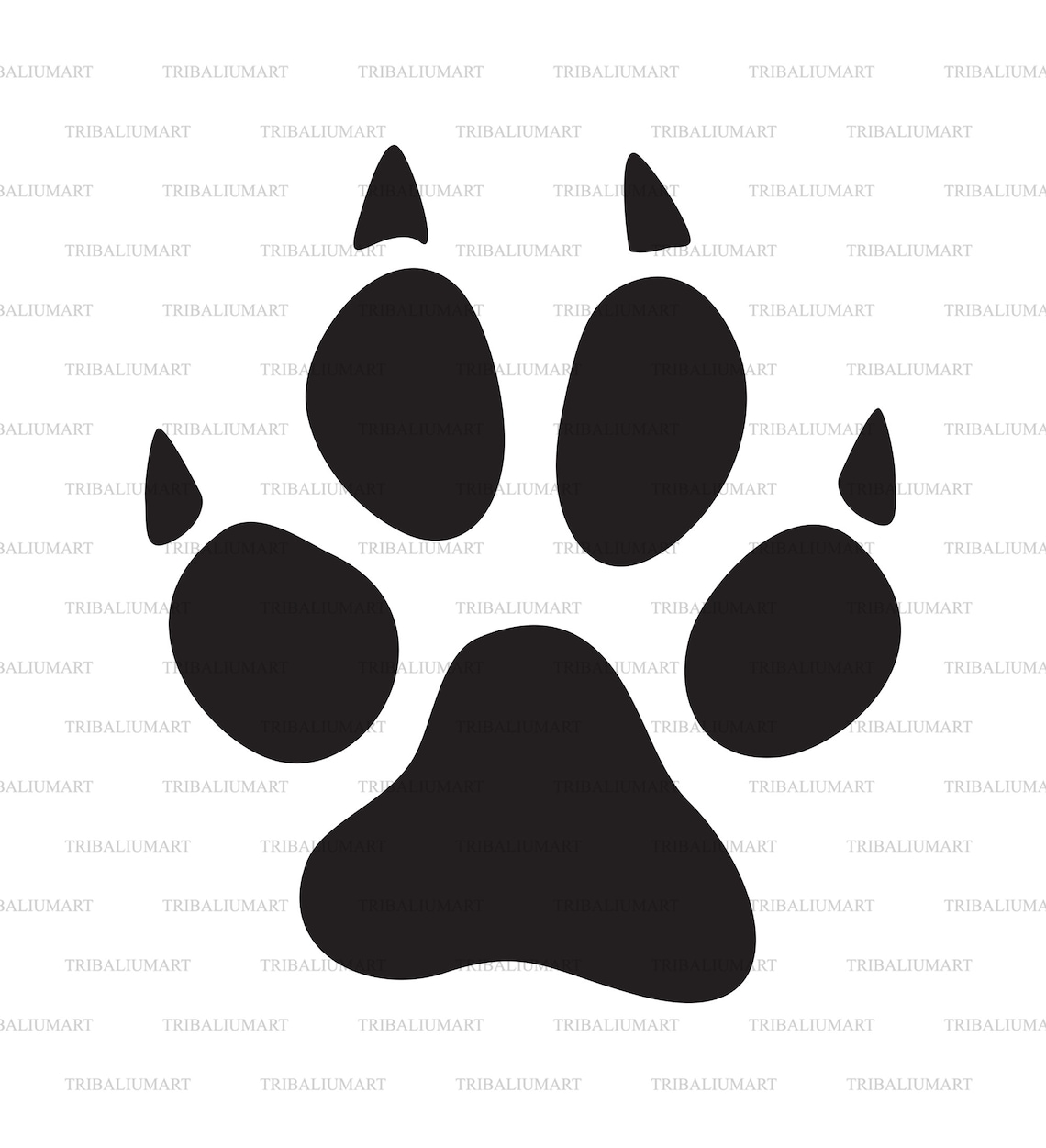 Cat Paw Print. Cut Files for Cricut. Clip Art Silhouettes (eps, Svg ...