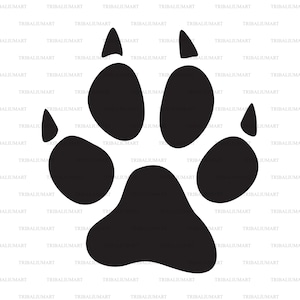 Cat Paw Print. Cut bestanden voor de Cricut. Clip Art silhouetten (EPS, SVG, PDF, PNG, DXF, JPEG).