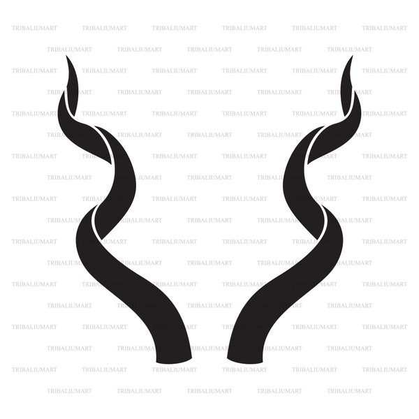 Antelope or Gazelle horns. Cut files for Cricut. Clip Art silhouettes (eps, svg, pdf, png, dxf, jpeg).