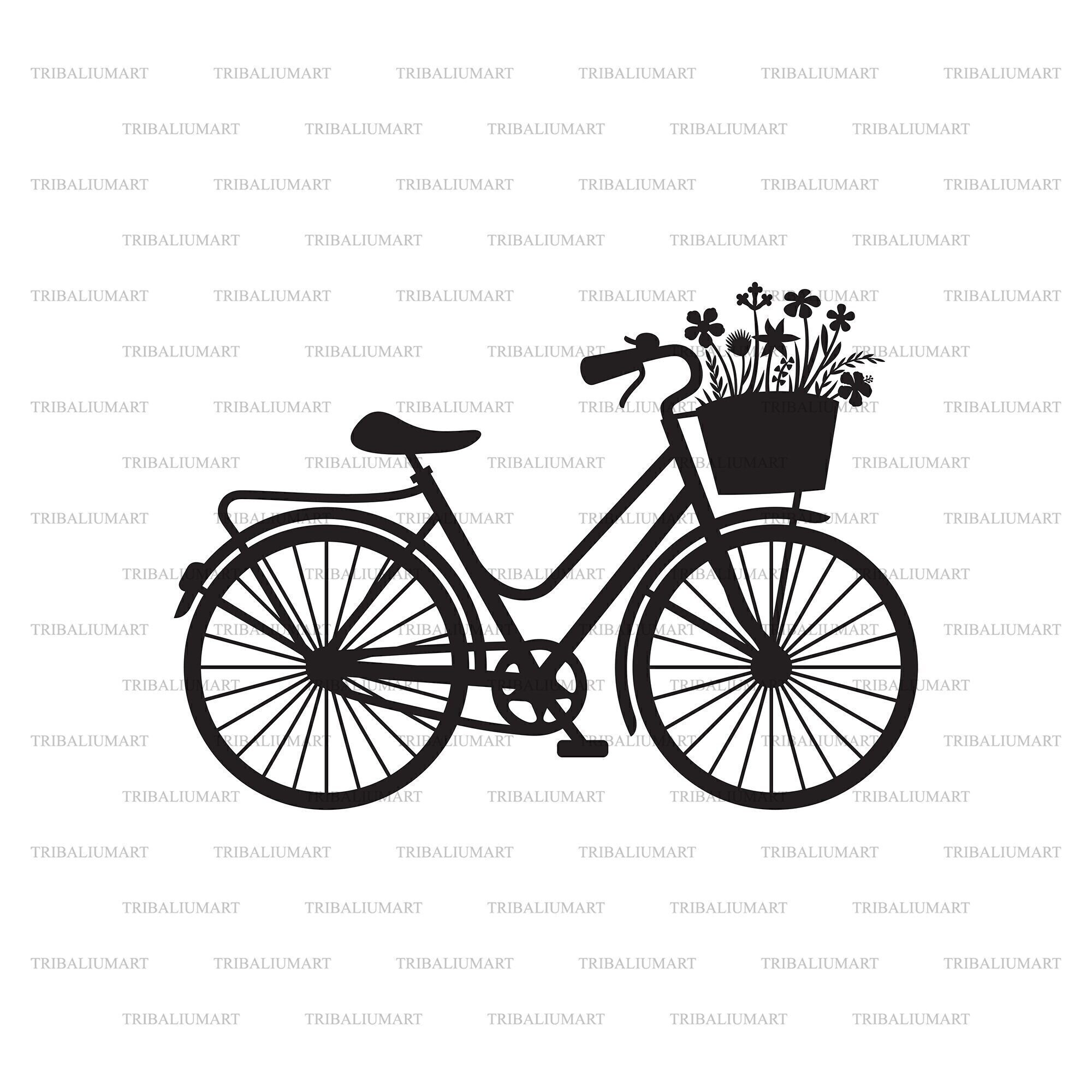 Vintage Bicycle With Basket Clip Art