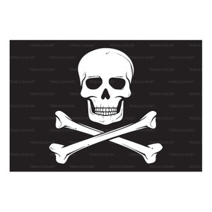 Pirate flag with skull and cross bones (Jolly Roger). Cut files for Cricut. Clip Art (eps, svg, pdf, png, dxf, jpeg).