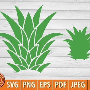 Dessus d’ananas. Fichiers coupés pour Cricut. Silhouettes clipart (eps, svg, pdf, png, dxf, jpeg).