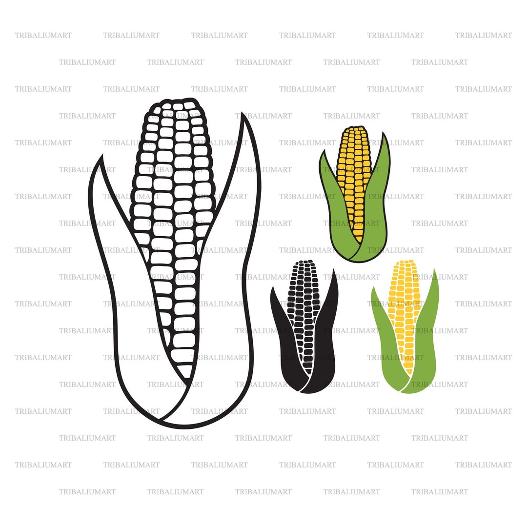 Corn With Leaves. Cut Files for Cricut. Clip Art Silhouettes eps, Svg ...