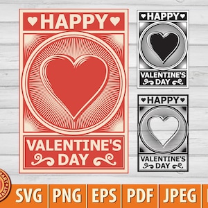 Cartaz do Dia dos Namorados. Cortar arquivos para Cricut. Silhueta de clipart (eps, svg, pdf, png, dxf, jpeg).