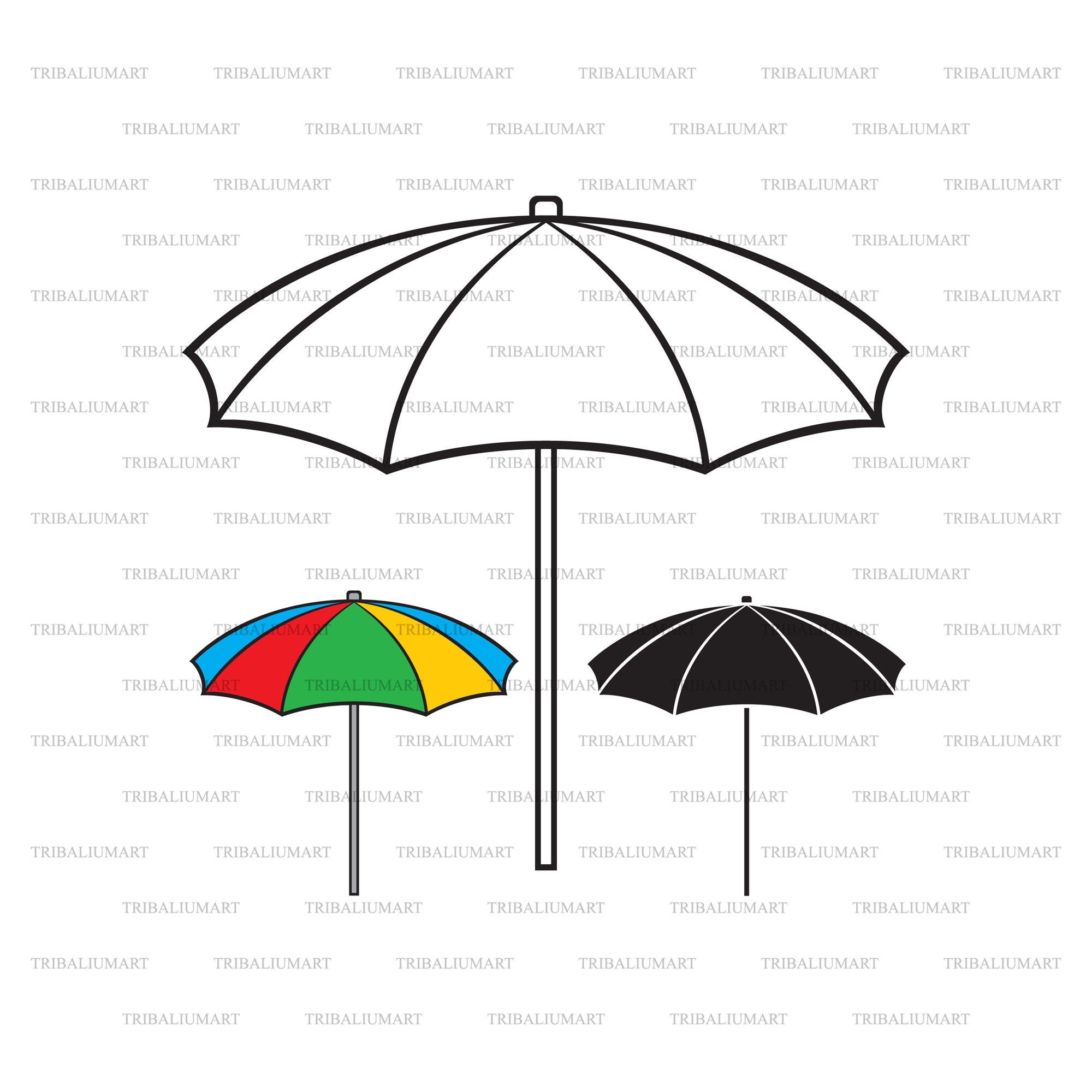 Beach Umbrella. Cut Files for Cricut. Clip Art Silhouettes Etsy