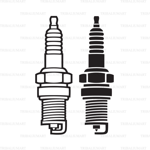 Spark plug icons. Cut files for Cricut. Clip Art silhouette (eps, svg, pdf, png, dxf, jpeg).