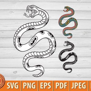 Serpiente de tatuaje de la vieja escuela. Cortar archivo para Cricut. Silueta Clip Art (eps, svg, pdf, png, dxf, jpeg).