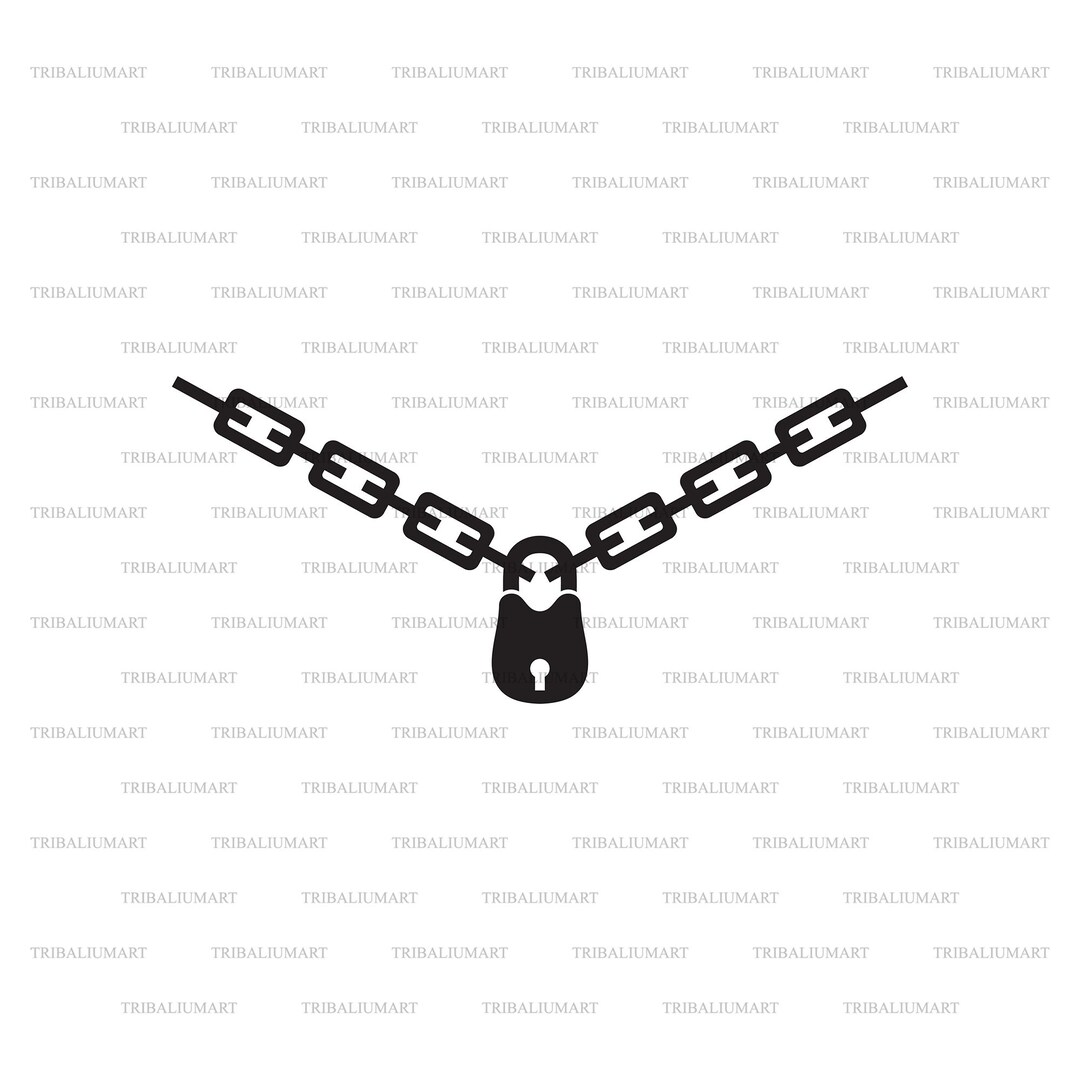 Chain and Padlock. Cut Files for Cricut. Clip Art Silhouettes (eps, Svg ...