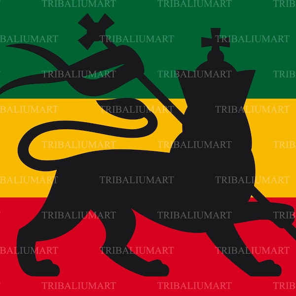 Rastafarian flag with the lion of Judah - reggae background (eps, svg, pdf, png, dxf, jpeg)