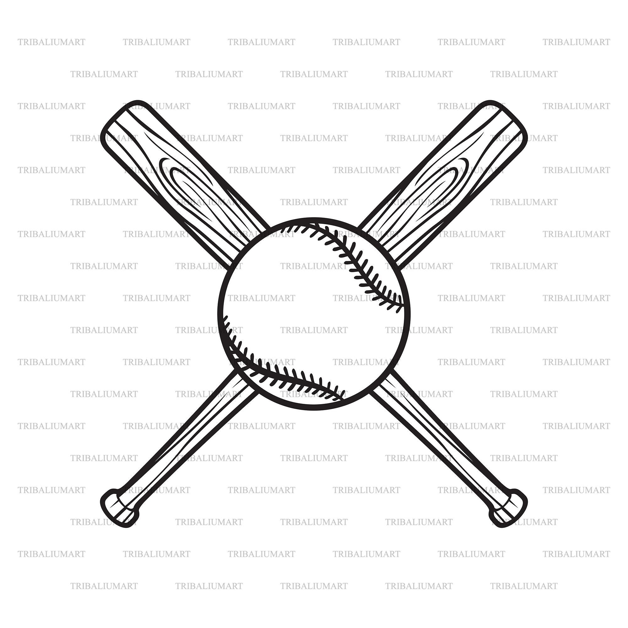 Crossed Baseball Bats and Ball. Cut Files for Cricut. Clip Art Etsy