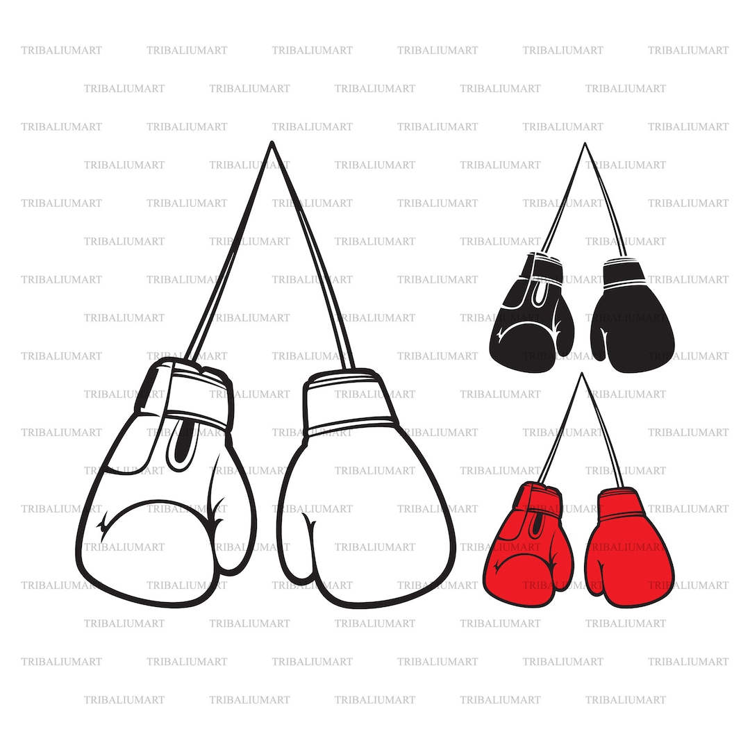 Hanging Boxing Gloves. Cut Files for Cricut. Clip Art Silhouettes eps