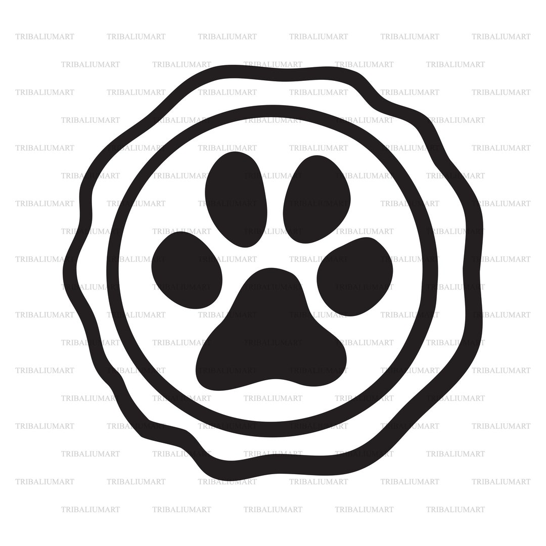 Dog Paw Print Seal rubber Stamp With Animal Footprint. Cut Files