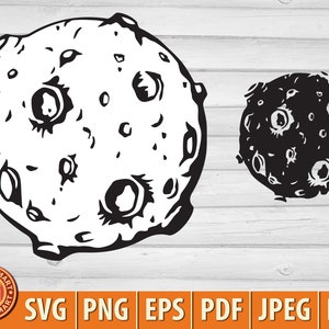 Volle maan met maankraters. Bestanden knippen voor Cricut. Clip Art-silhouet (eps, svg, pdf, png, dxf, jpeg).