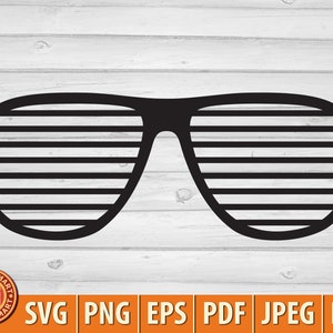 ストライプのサングラス。Cricut 用のカット ファイル。クリップ アートのシルエット (eps、svg、pdf、png、dxf、jpeg)。