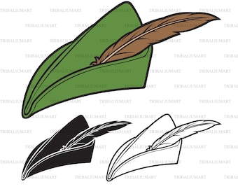 Robin Hood hat. This product is art picture, not teaching material or pattern. Cut files for Cricut (eps, svg, pdf, png, dxf, jpeg).