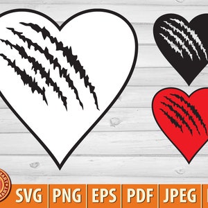 Corazón con cicatriz. Cortar archivos para Cricut. Imágenes prediseñadas (eps, svg, pdf, png, dxf, jpeg).